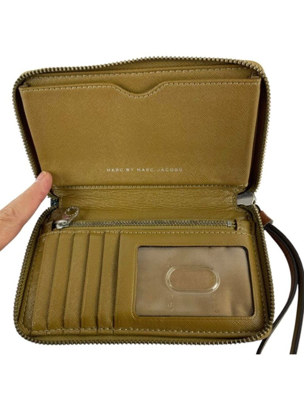 Marc By Marc Jacobs Womens Bifold Wristlet Wallet Blue Brown Leather - Picture 9 of 9
